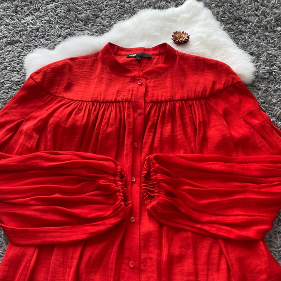 Maje Red Button down Blouse - Picture 3 of 8